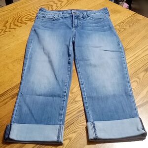 NYDJ Jeans 2 Womens BLUE DAYLA WIDE Cuff Capri Preowned Cuffed Used